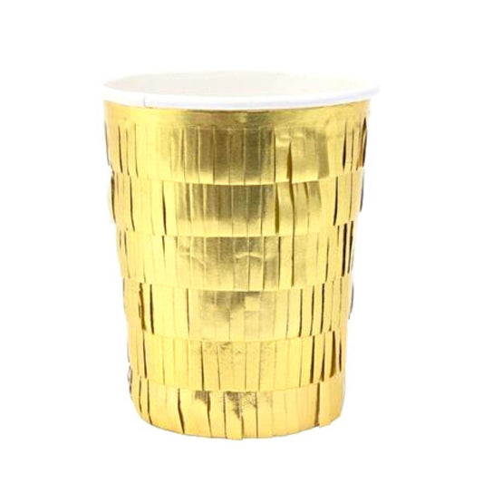 8 Gold Fringe Party Cups