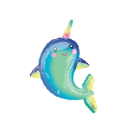 Blue Narwhal Foil Balloon