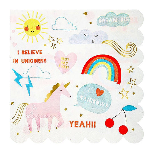 Pack of 16 Unicorn Party Paper Napkins