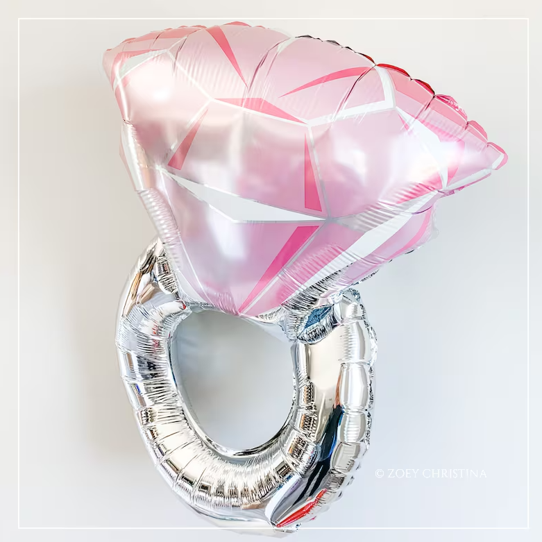Pink Engagement Ring Foil Balloon