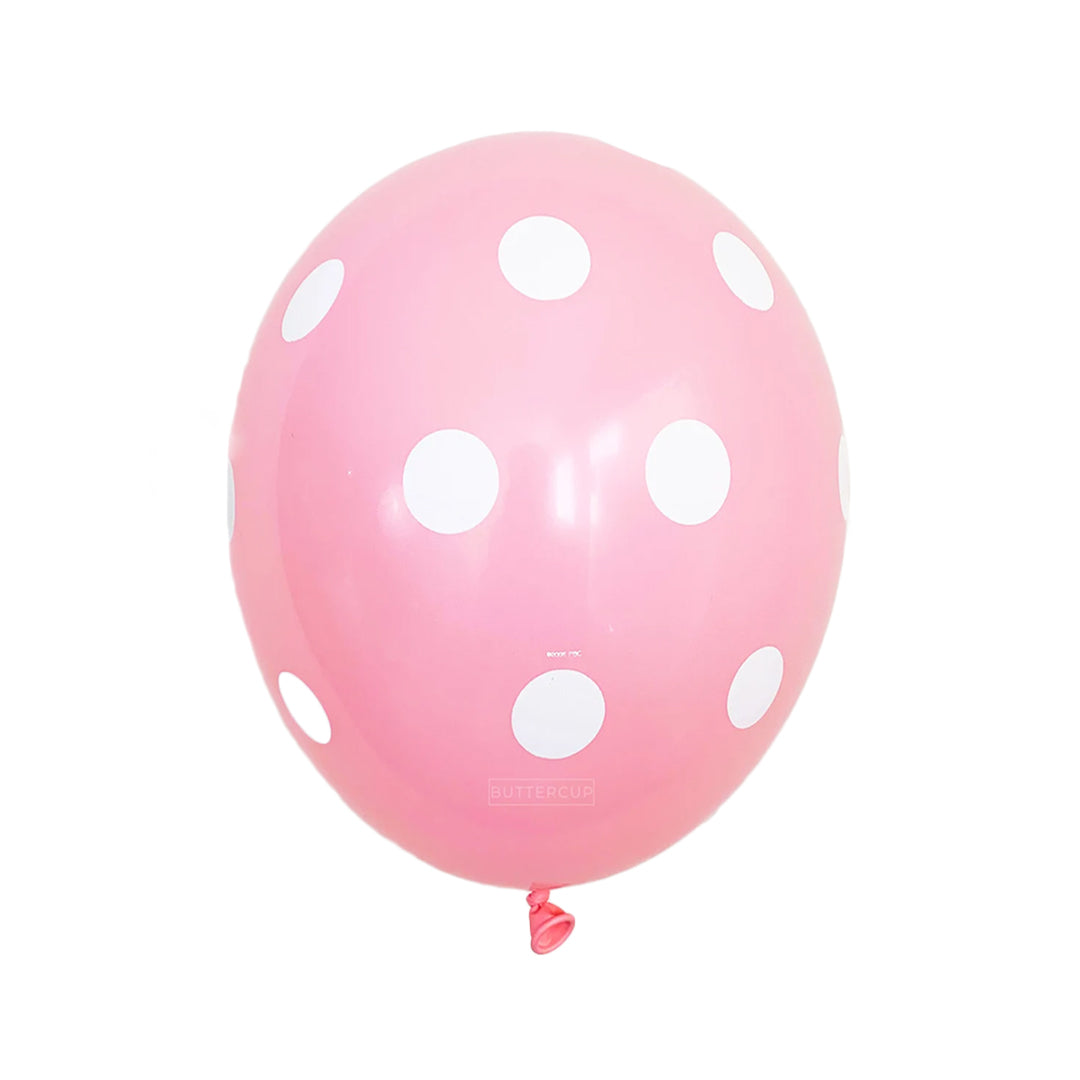 11" Pink & White Polka Dot Latex Balloons