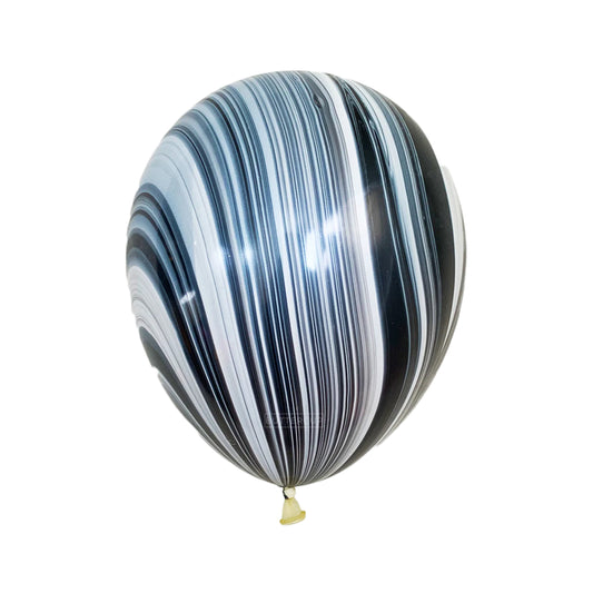 11" Black & White Marble Latex Balloons