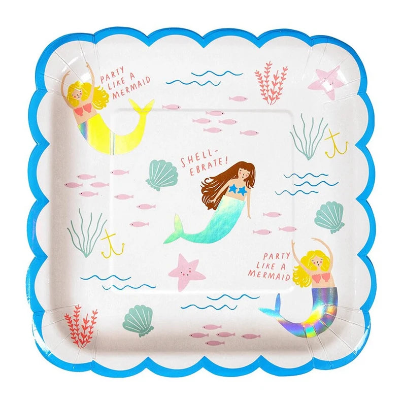 Pack of 8 Mermaid Party Paper Plates