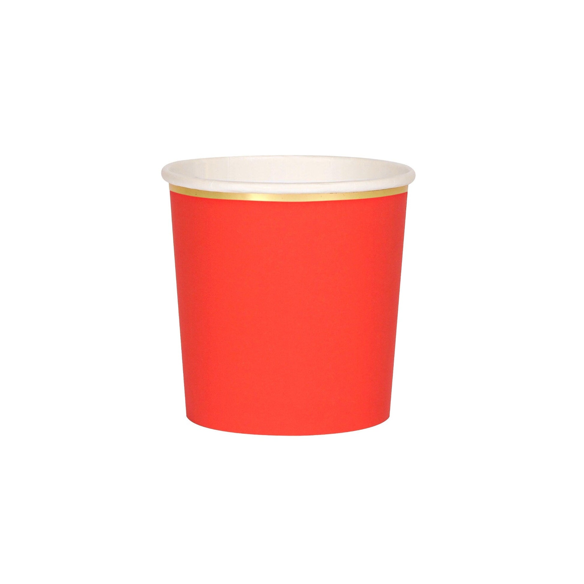 Pack of 8 Red & Gold Party Paper Cups,