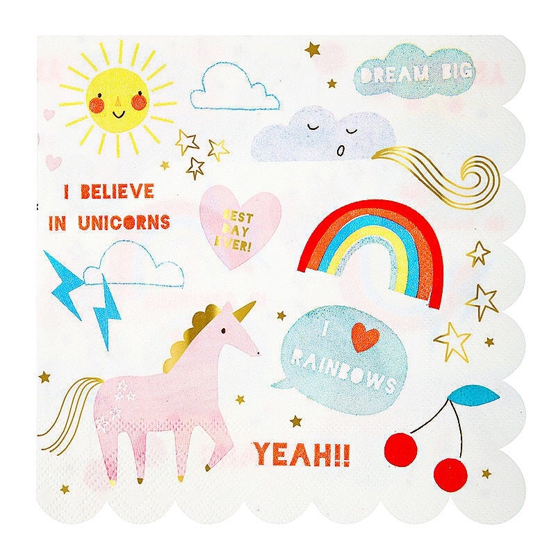 Pack of 16 Unicorn Party Paper Napkins